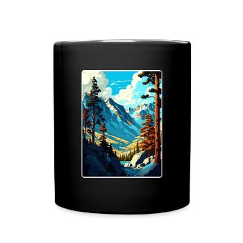 Kings Canyon National Park Travel Poster Souvenir - Full Colour Mug - black - Front