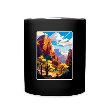 Zion National Park Arizona Travel Poster Souvenir - Full Colour Mug - black - Front