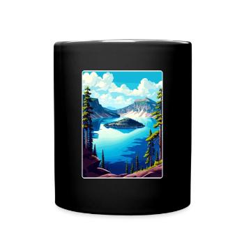 Affiche de voyage souvenir du parc national du lac Crater - Mug uni - noir - Devant