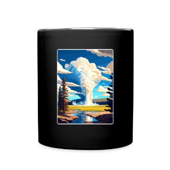 Yellowstone National Park Travel Poster Souvenir - Full Colour Mug - black - Front