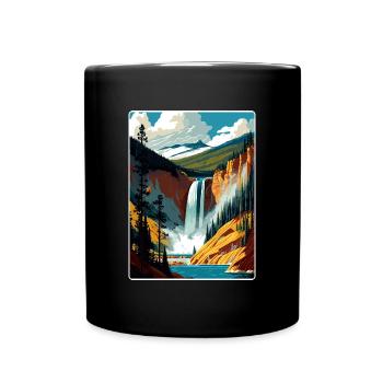 Yellowstone National Park Travel Poster Souvenir - Full Colour Mug - black - Front