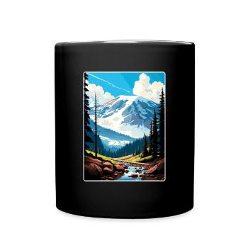 Mount Rainier Nationalpark Reiseposter Souvenir - Tasse einfarbig - Schwarz - Vorne
