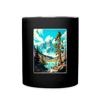 Bridger Teton National Park Affiche de voyage souvenir - Mug uni - noir - Devant