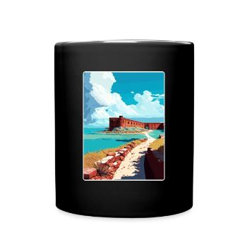 Dry Tortugas National Park Travel Poster Souvenir - Full Colour Mug - black - Front