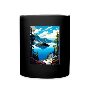 Affiche de voyage souvenir du parc national du lac Crater - Mug uni - noir - Devant