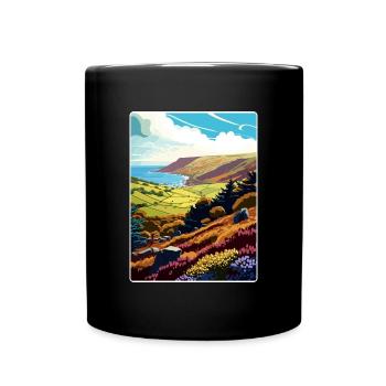 Parc national d’Exmoor Affiche de voyage Peinture de carte postale - Mug uni - noir - Devant