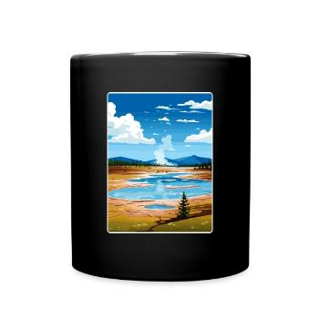 Affiche de voyage souvenir du parc national de Yellowstone - Mug uni - noir - Devant
