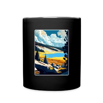 Yellowstone National Park Travel Poster Souvenir - Full Colour Mug - black - Front