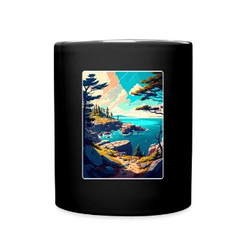 Acadia National Park Travel Poster Souvenir WPA - Full Colour Mug - black - Front