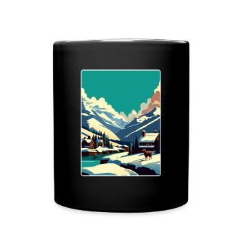 Verbier Ski Resort Mountain Switzerland Travel WPA - Tasse einfarbig - Schwarz - Vorne