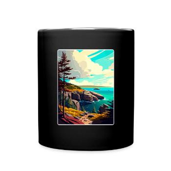 Acadia National Park Travel Poster Souvenir WPA - Full Colour Mug - black - Front