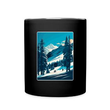 Megève Ski Les Arcs Skifahren Reiseposter Souvenir - Tasse einfarbig - Schwarz - Vorne