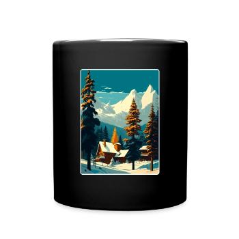 Megève Ski Les Arcs Skifahren Reiseposter Souvenir - Tasse einfarbig - Schwarz - Vorne