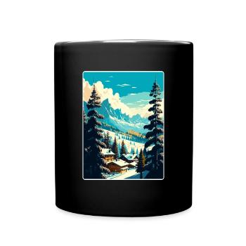 Megève Ski Les Arcs Skifahren Reiseposter Souvenir - Tasse einfarbig - Schwarz - Vorne