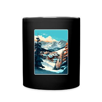 La Plagne Ski Ski Voyage Poster Souvenir WPA - Mug uni - noir - Devant