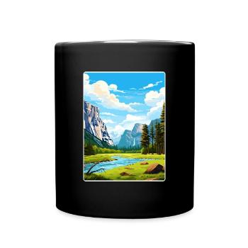 Parc national de Yosemite Affiche de voyage Souvenir WPA - Mug uni - noir - Devant