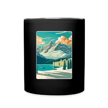St. Moritz Ski Resort Mountain Travel Poster - Tasse einfarbig - Schwarz - Vorne