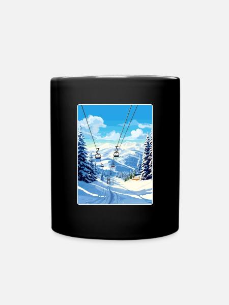 Vail Ski Resort Skiën Reizen Poster Souvenir WPA - Ensfarvet krus - sort