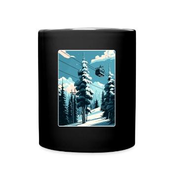 Courchevel Ski Skiing Travel Poster Souvenir WPA - Full Colour Mug - black - Front
