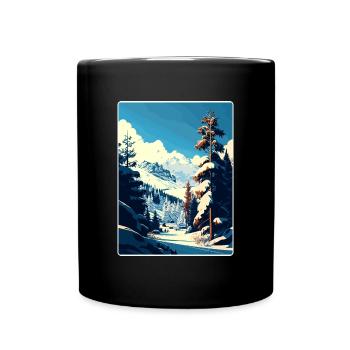 Courchevel Ski Skiing Travel Poster Souvenir WPA - Full Colour Mug - black - Front