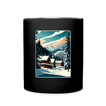Gstaad Ski Skiing Swiss Travel Poster Souvenir WPA - Full Colour Mug - black - Front