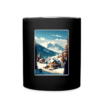 Courchevel Ski Skiing Travel Poster Souvenir WPA - Full Colour Mug - black - Front