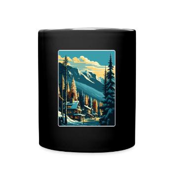 Whistler Ski Skiing Vintage Travel Poster Souvenir - Full Colour Mug - black - Front