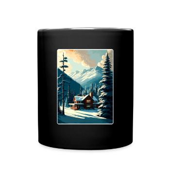 Whistler Ski Skiing Vintage Travel Poster Souvenir - Full Colour Mug - black - Front