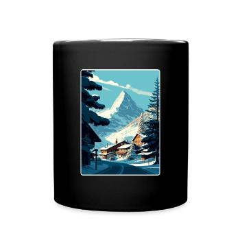 Zermatt Ski Ski Affiche de voyage Peinture souvenir WP - Mug uni - noir - Devant