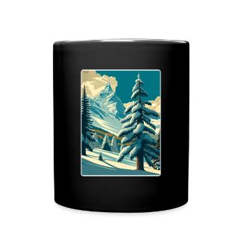 Zermatt Ski Ski Affiche de voyage Peinture souvenir WP - Mug uni - noir - Devant