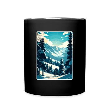 Verbier Ski Ski Voyage Affiche Peinture Souvenir WP - Mug uni - noir - Devant