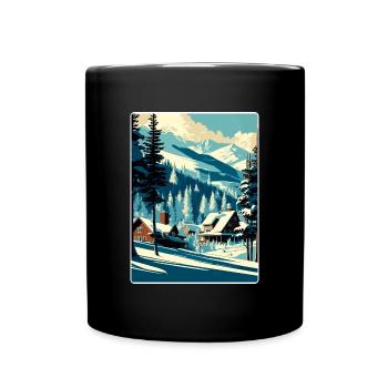 Les Arcs Ski Skiing Vintage Travel Poster Souvenir - Full Colour Mug - black - Front