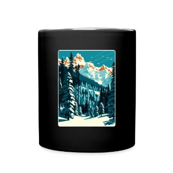 Gstaad Ski Skiing Swiss Travel Poster Souvenir WPA - Full Colour Mug - black - Front