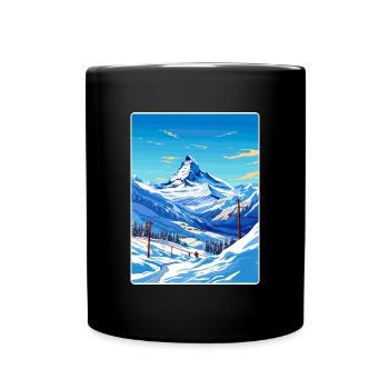 Zermatt Ski Ski Affiche de voyage Peinture souvenir WP - Mug uni - noir - Devant