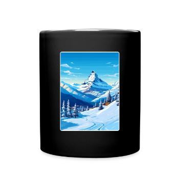 Zermatt Ski Ski Affiche de voyage Peinture souvenir WP - Mug uni - noir - Devant