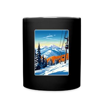 Aspen Ski Skifahren Reise Poster Souvenir Farbe WPA - Tasse einfarbig - Schwarz - Vorne