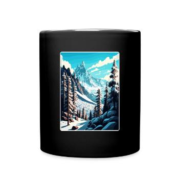 Chamonix Ski Skiing Vintage Travel Poster Souvenir - Full Colour Mug - black - Front