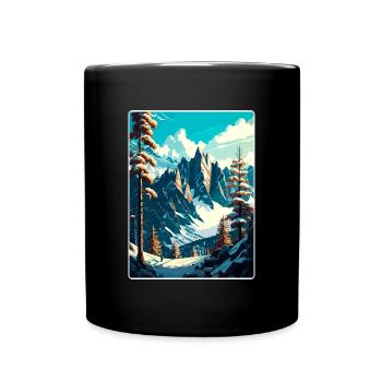Chamonix Ski Skiing Vintage Travel Poster Souvenir - Full Colour Mug - black - Front
