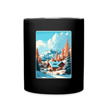 Méribel Ski Ski Voyage Affiche Peinture Souvenir WP - Mug uni - noir - Devant