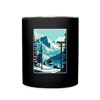 Verbier Ski Ski Voyage Affiche Peinture Souvenir WP - Mug uni - noir - Devant