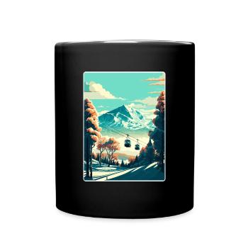 Niseko Ski Skiing Travel Poster Souvenir Paint WPA - Full Colour Mug - black - Front