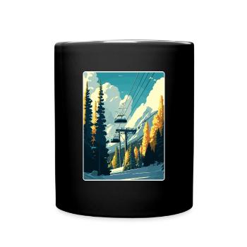 Aspen Ski Skifahren Reise Poster Souvenir Farbe WPA - Tasse einfarbig - Schwarz - Vorne