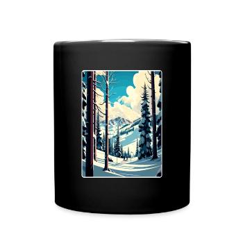 Aspen Ski Skifahren Reise Poster Souvenir Farbe WPA - Tasse einfarbig - Schwarz - Vorne