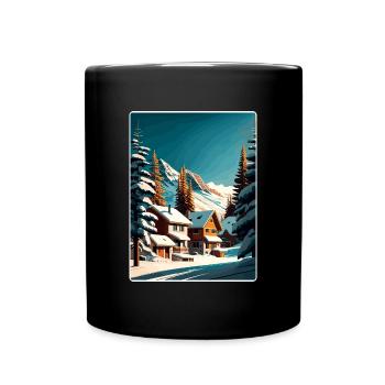 Val Thorens Ski Travel Poster Souvenir Paint WPA - Full Colour Mug - black - Front