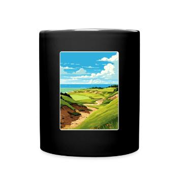 Whistling Straits Golf Course Travel Poster - Full Colour Mug - black - Front