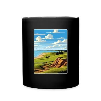 Whistling Straits Golf Course Travel Poster - Full Colour Mug - black - Front