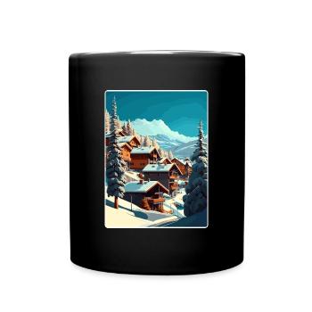 Val Thorens Ski Reise Poster Souvenir Farbe WPA - Tasse einfarbig - Schwarz - Vorne