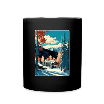 Aspen Ski Skifahren Reise Poster Souvenir Farbe WPA - Tasse einfarbig - Schwarz - Vorne