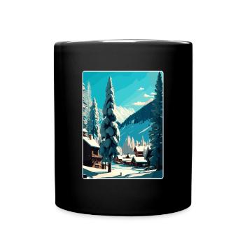 Val D Isere Ski Reise Poster Souvenir Farbe WPA - Tasse einfarbig - Schwarz - Vorne