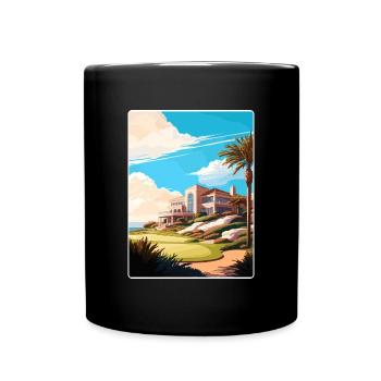 Riviera Country Club Golf Travel Poster Souvenir - Full Colour Mug - black - Front